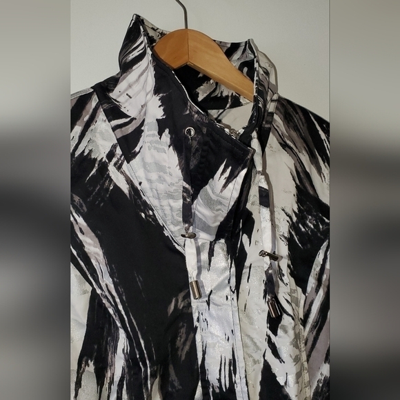 Berek small Vintage 3/4 Sleeve Art Jacket Small Black and White abstract belt - Picture 3 of 8